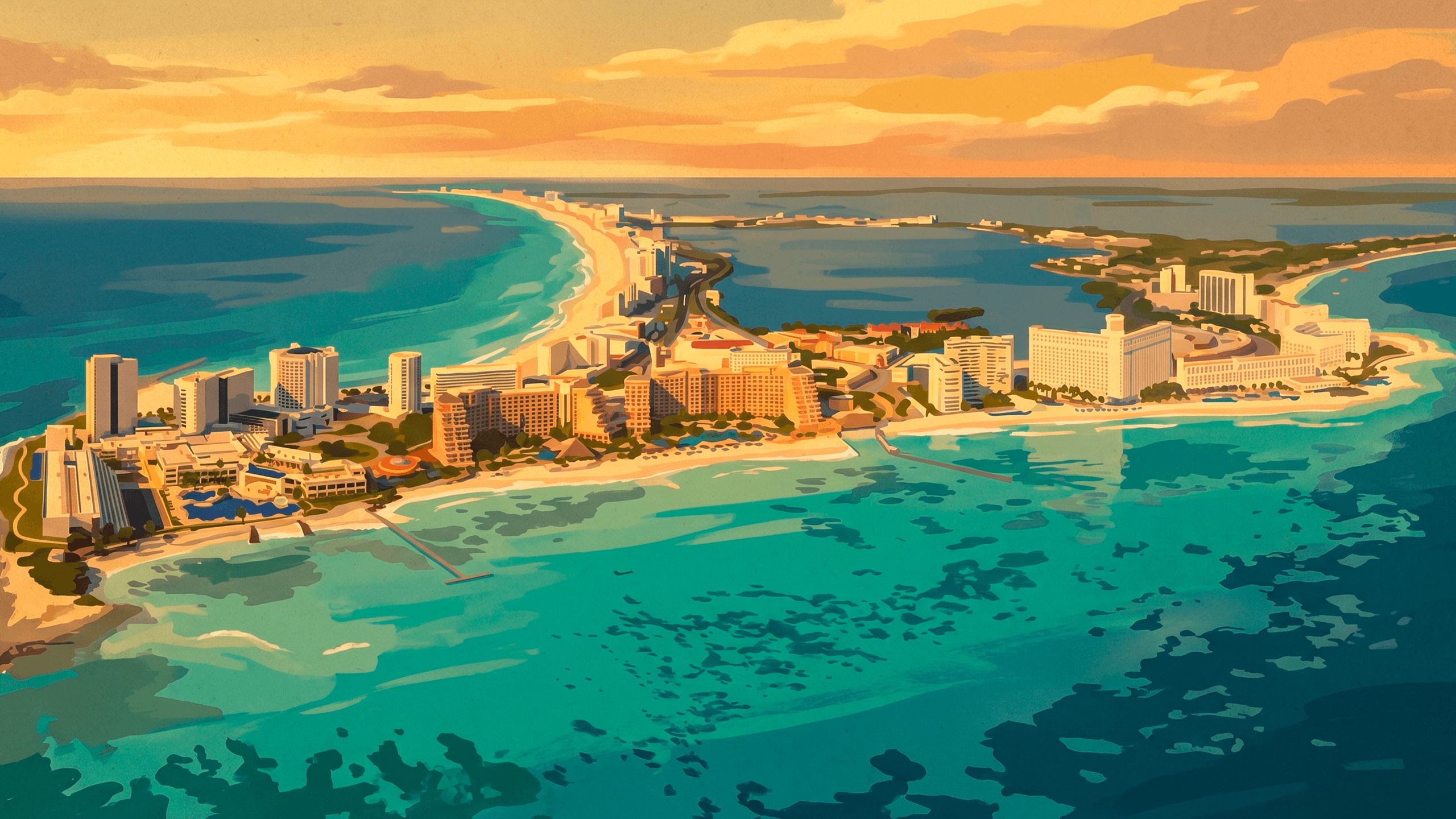 Cancún, praia caribenha com água cristalina